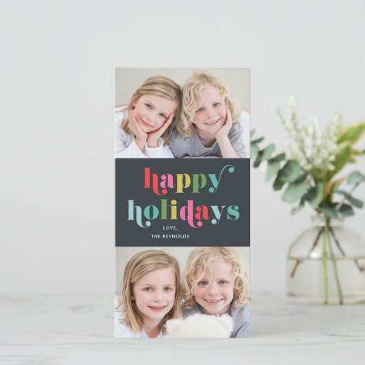 Type 2 kleurrijke fotoHappy Feestdagenkaart (Staand voorkant)