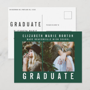 Type afstuderen multi-foto modern groen en wit briefkaart
