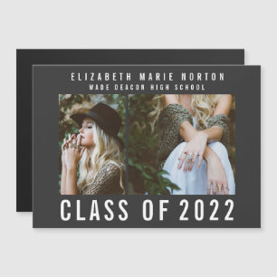 Type afstuderen multi-foto modern magnetisch zwart magnetische uitnodiging