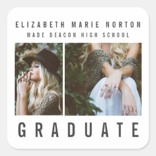 Type afstuderen vierkante sticker