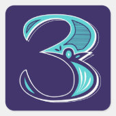 Type art: nummer drie vierkante sticker (Voorkant)