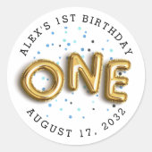 Type ballon | Eerste verjaardagsfeest Ronde Sticker (Voorkant)