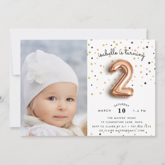 Type ballon | Foto 2e verjaardag Uitnodiging (Voorkant)