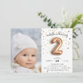 Type ballon | Foto 2e verjaardag Uitnodiging (Staand voorkant)