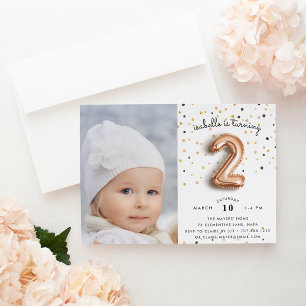 Type ballon   Foto 2e verjaardag Uitnodiging