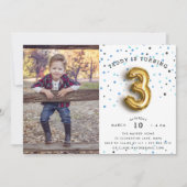 Type ballon | Foto van Derde verjaardag Uitnodigin Kaart (Voorkant)