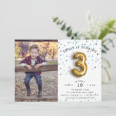 Type ballon | Foto van Derde verjaardag Uitnodigin Kaart (Staand voorkant)