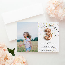 Type ballon | Foto van Derde verjaardag Uitnodigin Kaart