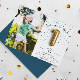 Type ballon | Foto van First Birthday Party Invite Kaart