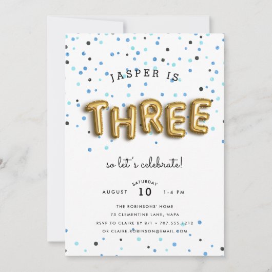 Type ballon | Uitnodiging derde verjaardag (Voorkant)