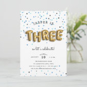 Type ballon | Uitnodiging derde verjaardag (Staand voorkant)
