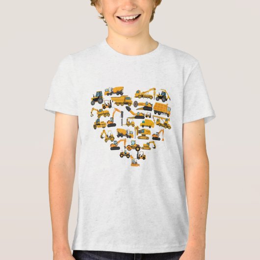 Type Bouw Graafmachine Bulldozer Valentijn Tri-Blend Shirt (Voorkant)