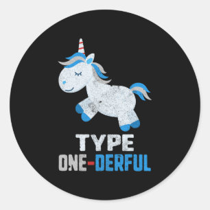 Type Een Derful Diabetes T1 Awareness Eenhoorn Bla Ronde Sticker