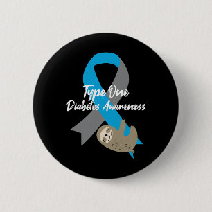 Type Een Diabetes Bewustzijn Fun Luiaard en Lint T Ronde Button 5,7 Cm