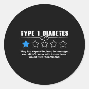 Type Eén Diabetes Eén Ster Rating T1d Bewustzijn M Ronde Sticker