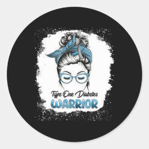 Type één Diabetes Warrior Bleaching Messy Bun Beli Ronde Sticker