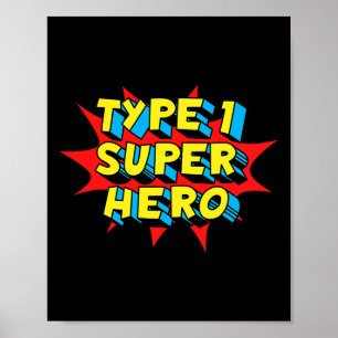 Type één superheld Type 1 Diabetes Poster