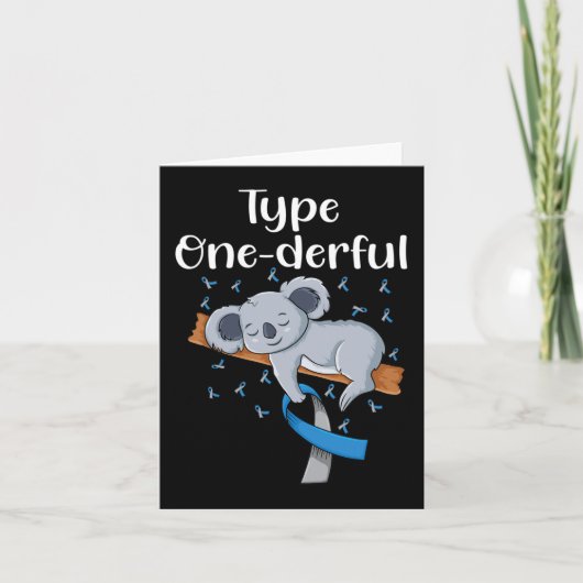 Type federful Koala diabetes ribbon T1D Diabetes Kaart (Voorkant)