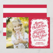 type feestdag-fotokaart - rood feestdagenkaart (Voorkant / Achterkant)