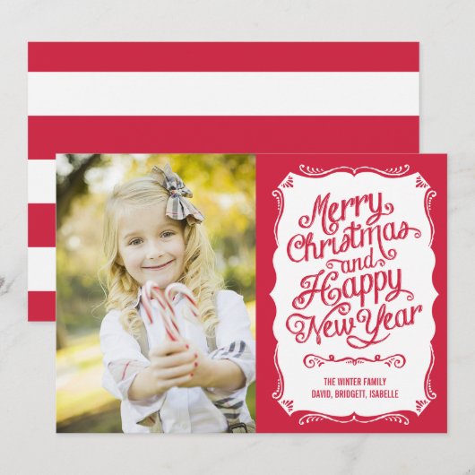  type feestdag-fotokaart - rood feestdagenkaart (Voorkant / Achterkant)