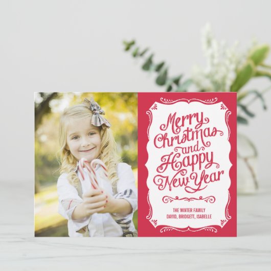  type feestdag-fotokaart - rood feestdagenkaart (Staand voorkant)