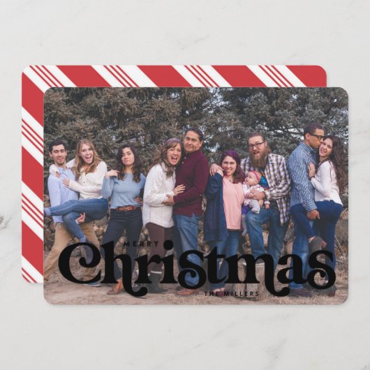 type kerstkaart snoep stripe rugleuning aankondiging (Voorkant / Achterkant)