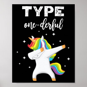 Type nederful Dabbing Unicorn Diabetes Awareness Poster