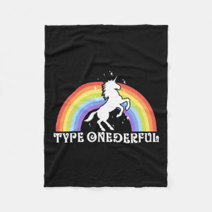 Type nederige Type 1 Diabetes Unicorn Rainbow Awa Fleece Deken