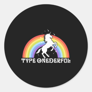 Type nederige Type 1 Diabetes Unicorn Rainbow Awa Ronde Sticker