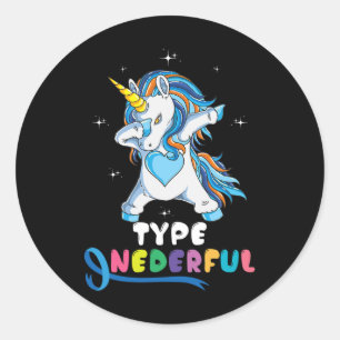 Type nederige Unicorn Dub Type 1 diabetes Awarene Ronde Sticker