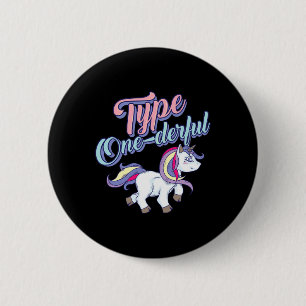 Type One-derful Cool Eenhoorn Diabetisch Leuk Cade Ronde Button 5,7 Cm