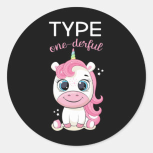 Type One-derful Diabetes Awareness T1d Eenhoorn Di Ronde Sticker