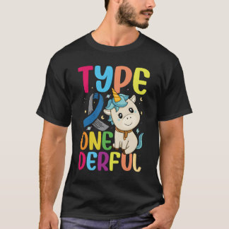 Type One-Derful Eenhoorn Diabetische Type 1 Diabet T-shirt