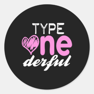Type One-derful Meisjes Fun T1d Diabetes Bewustzij Ronde Sticker