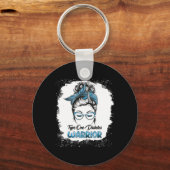 Type One Diabetes Krijger Gebleekte Rommelige Knot Sleutelhanger (Voorkant)