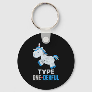 Type One Geweldige Diabetes T1 Bewustzijn Eenhoorn Sleutelhanger