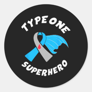 Type One Superheld Type 1 Diabetes Bewustzijn 1  Ronde Sticker