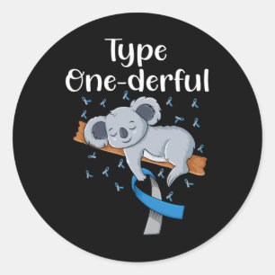 Type Onederful Koala Diabetes Lint T1d Diabetes Ronde Sticker