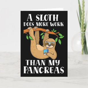 Type Onederful Lazy Cute Sloth Type 1 Diabetes Bew Kaart