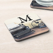  Type Schrijver Retro Monogram Drink Onderzetter (Linkerzijde)