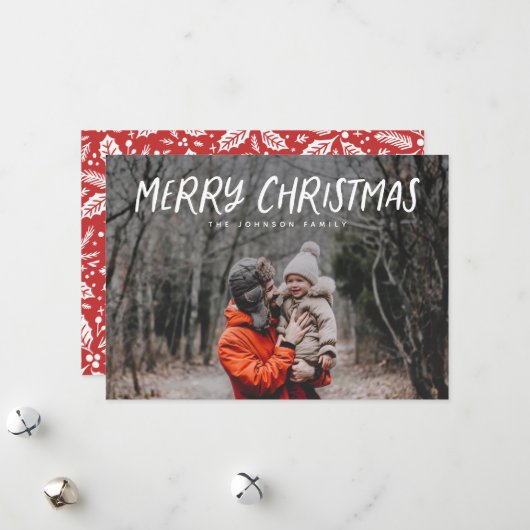 Type volledige fotokerstfeestdag feestdagenkaart (Voorkant / Achterkant in situ)