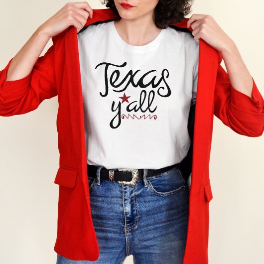 Type zwart en rood - Texas Y'All T-shirt