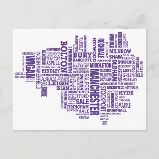 Typekaart van Greater Manchester Briefkaart (Voorkant)
