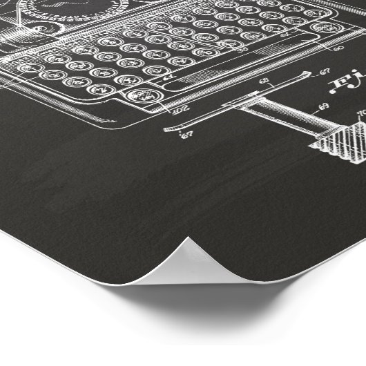 Typemachine 1941 Patent Art Chalkboard Poster (Hoek)