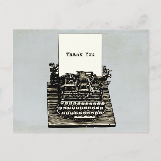  typemachine bedankt bruiloft briefkaart (Voorkant)