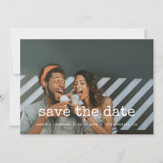 typemachine Bewaar de Datumfotokaart Aankondiging (Voorkant)