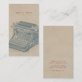 typemachine - Blauw retro Modern Eenvoudig Visitekaartje (Voorkant / Achterkant)