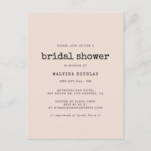  typemachine Bridal douche Uitnodiging (Voorkant)