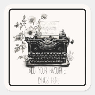 Typemachine Dichters TTPD Moderne Kunst Nieuw Esth Vierkante Sticker