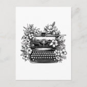 Typemachine en esthetische bloemen briefkaart (Voorkant)
